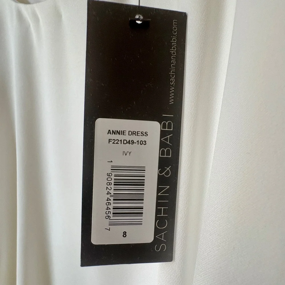 $450 NWT SACHIN & BABI Annie Ivory Dress Balloon Sleeve Tie Waist Wedding SIZE 8